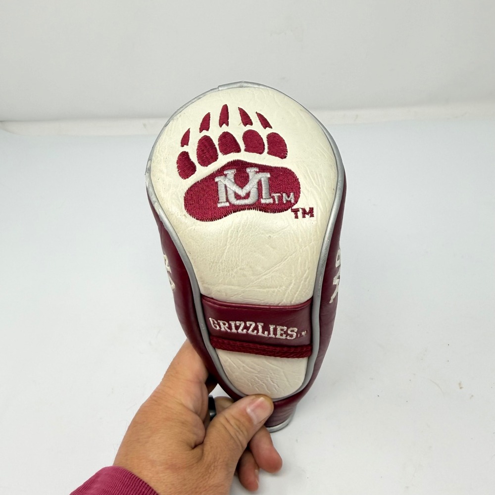 Montana Grizzlies Golf Headcover Wood Cover Leatherette Maroon White Silver